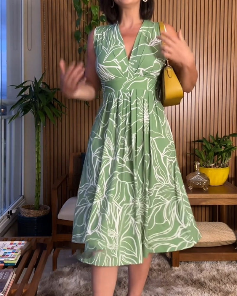 Hihaton V-pääntie Mekko ja Vyötäröä Korostava Leikkaus