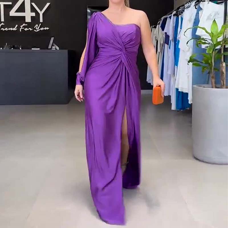 Naisten elegantti yksiolkaiminen mekko