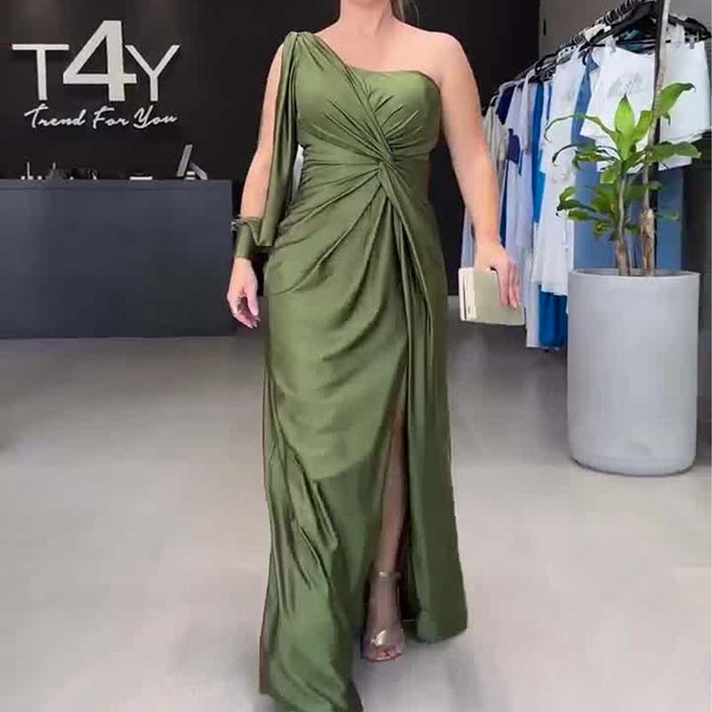 Naisten elegantti yksiolkaiminen mekko