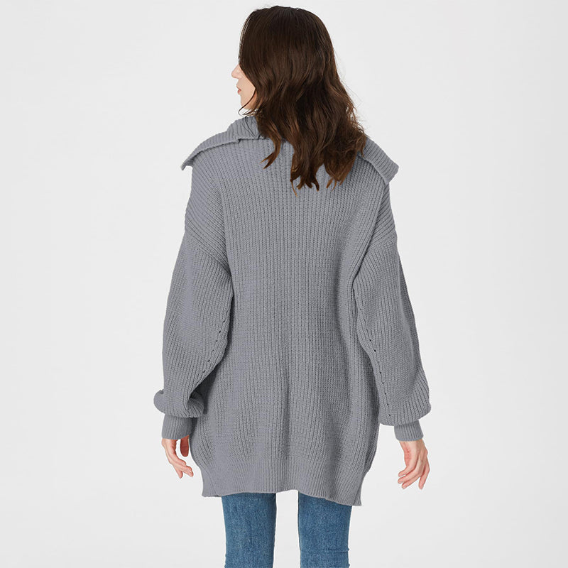 Naisten Button-up löysä neulottu neuletakki