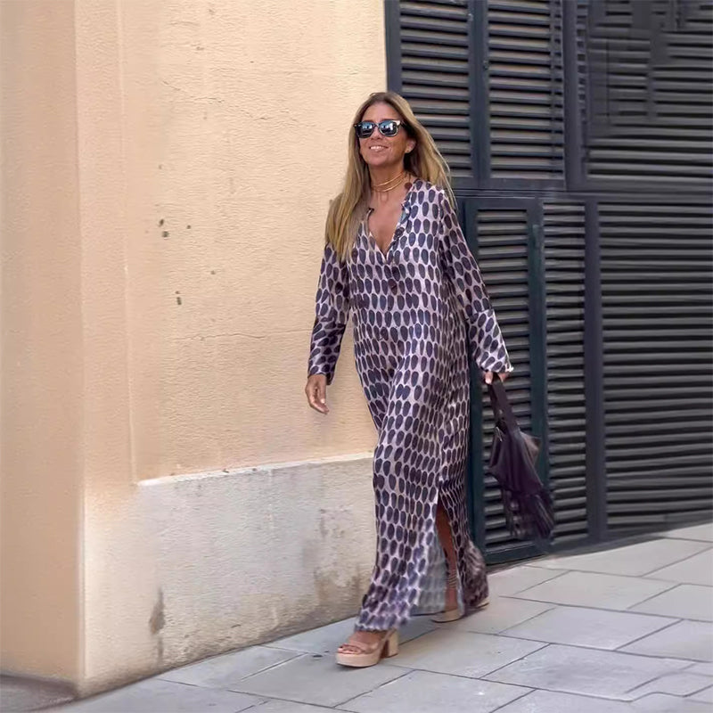 Boho Pitkähihainen V-pääntie Mekko