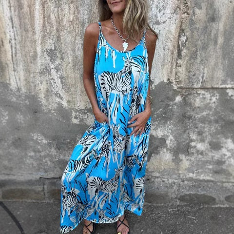 Naisten Printattu Spagettiolkaiminen Selkäaukollinen Mekko