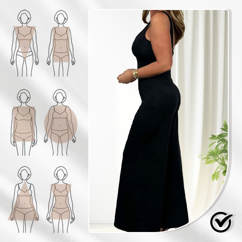 Naisten seksikäs U kaula selkärangaton leveä jalka Jumpsuit