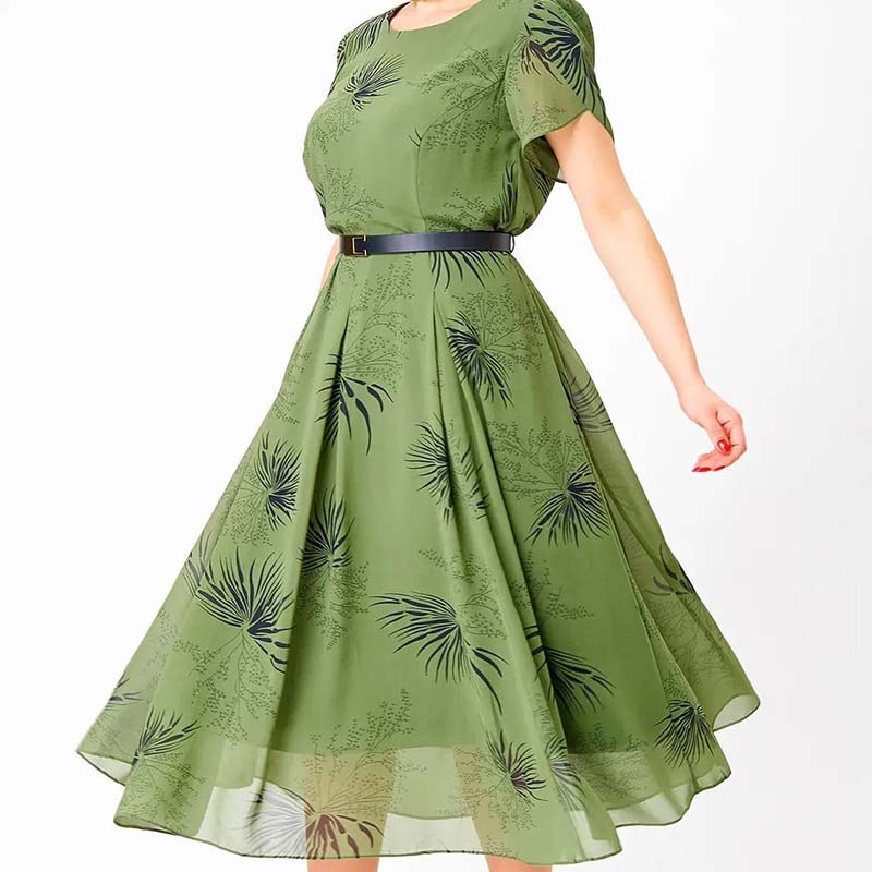 Naisten A-linjainen Midi-mekko Vyöllä