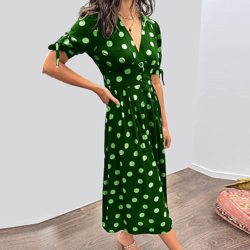 Naisten Kesäinen Syvä V-Kaula-aukko Pilkkuprintti Eleganssimekko