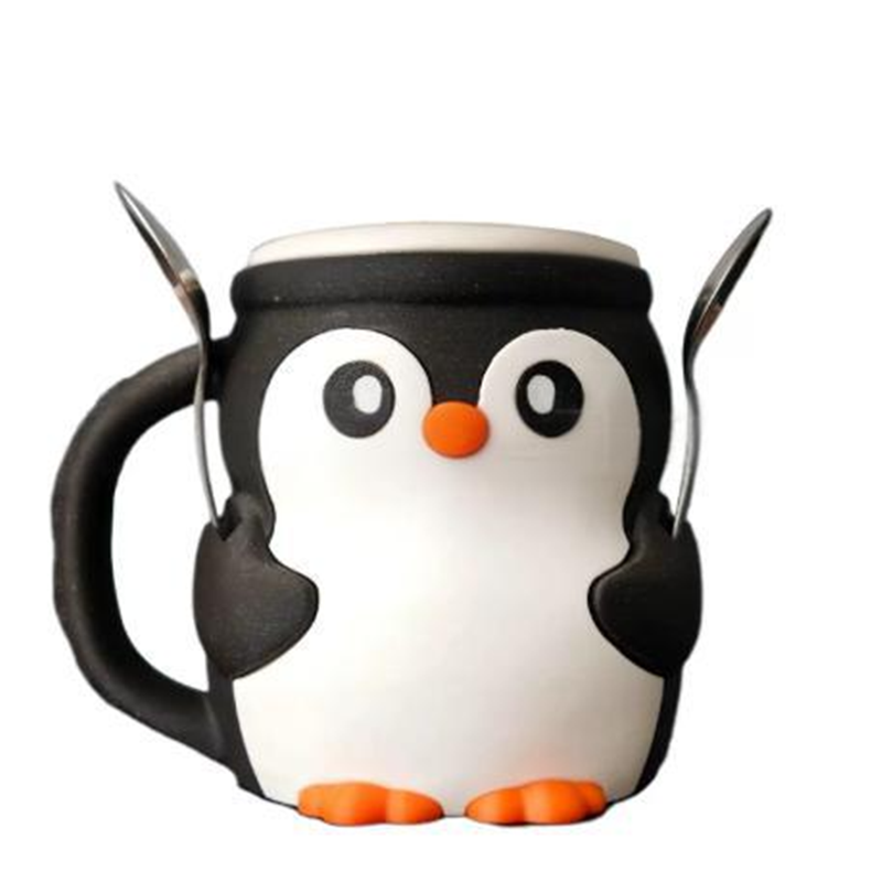 Söpö pingviini jäätelöpikarin pidike