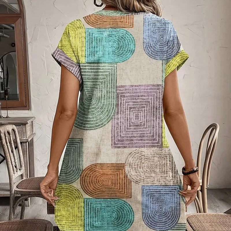 Värilohko kuviollinen mekko