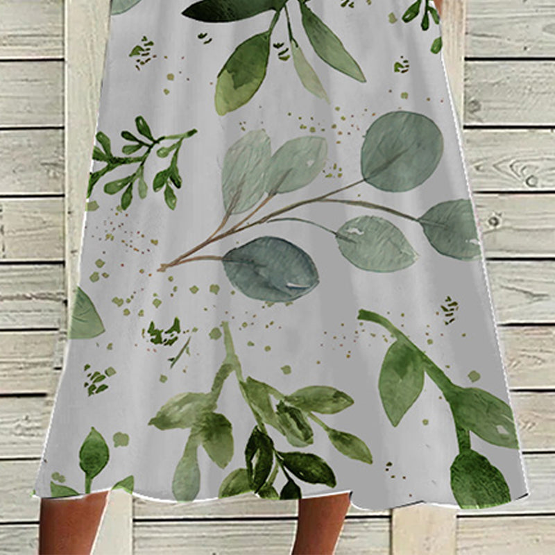 Naisten Elegantti Mekko Painokuvioinnilla ja Pyöreällä Pääntiellä