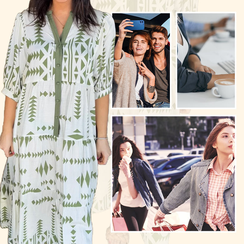 Naisten boho-tyylinen ilmava midimekko