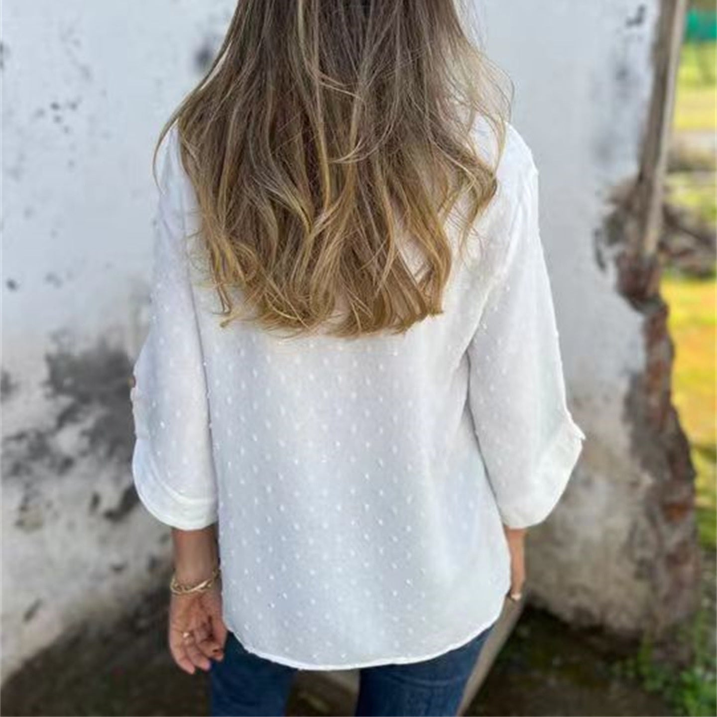 💥Kuuma myynti-49% POIS🔥Naisten rento pyöreä kaula-aukkoinen Jacquard-toppi