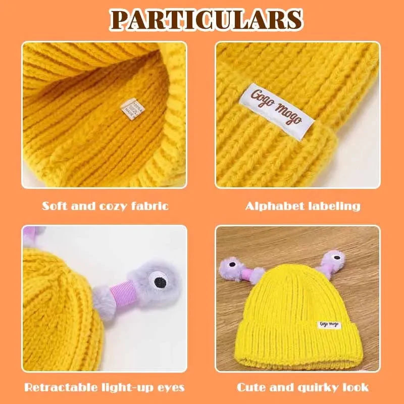 ✨Talvivanhempi-lapsi söpö hehkuva pieni hirviöneulottu hattu ✨