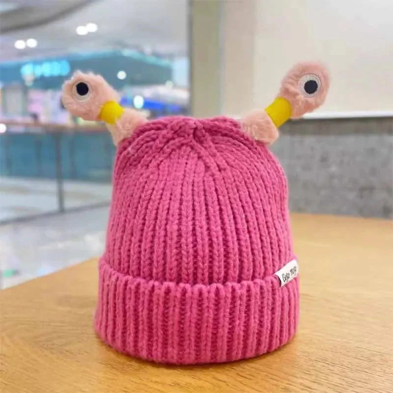 ✨Talvivanhempi-lapsi söpö hehkuva pieni hirviöneulottu hattu ✨