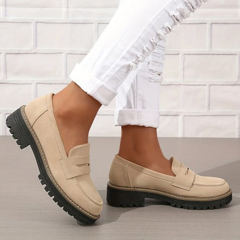 Naisten mukavat paksupohjaiset slip-on-loaferit