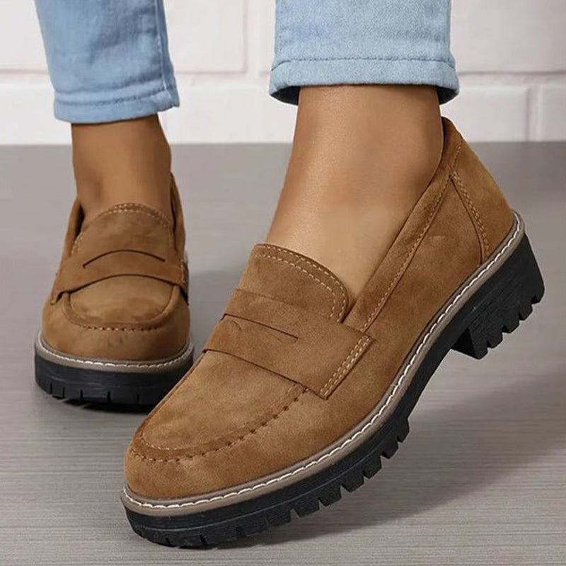 Naisten mukavat paksupohjaiset slip-on-loaferit