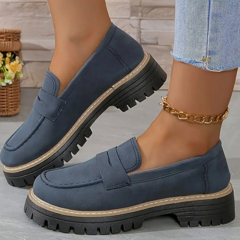 Naisten mukavat paksupohjaiset slip-on-loaferit