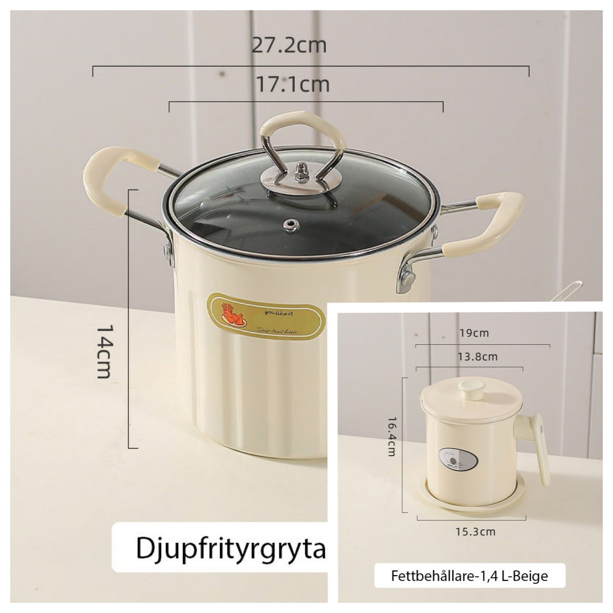 Monikäyttöinen friteerauskone ja rasvasäiliö, jossa on siivilä