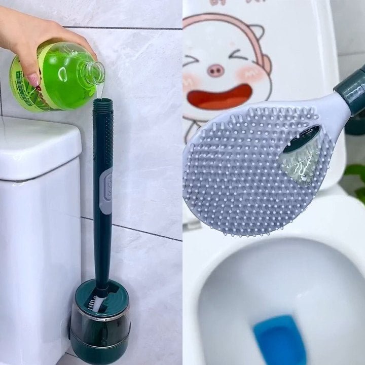 Kotitalouksien pitkäkahvainen silikoninen WC-harja