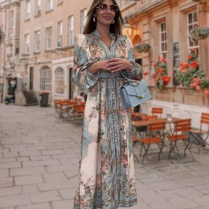 Elegantti kukkamekko | V-pääntie, korkea vyötärö & ajaton tyylikkyys