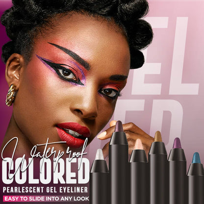 Vedenkestävä värillinen helmiäishohtoinen geeli eyeliner