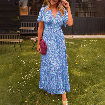 Naisten suloinen vintage-tyylinen kukkamekko