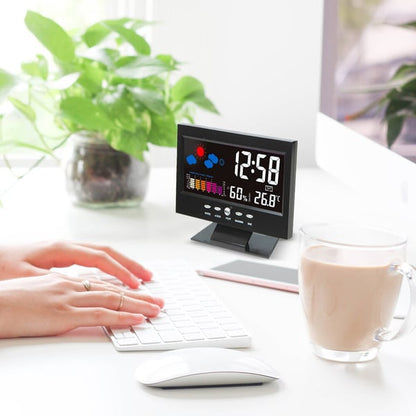 Digitaalinen LED Lämpötila Kosteusmonitori Sääennuste LED-pöydän herätyskello