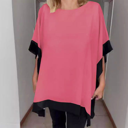 🔥Hot Sale 49% OFF🔥Women's Loose Batwing Sleeve Color Block T-Shirt