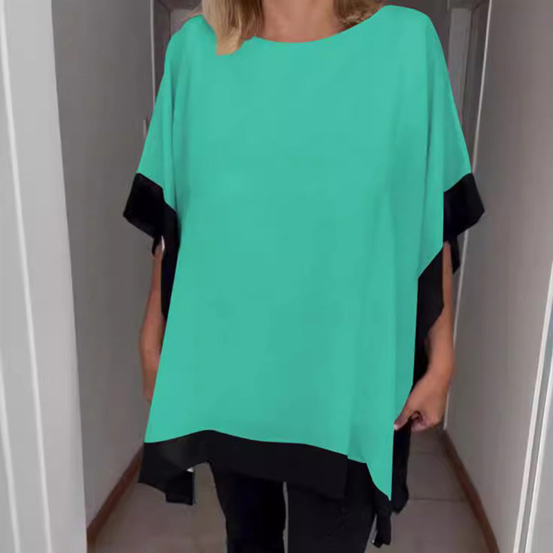 🔥Hot Sale 49% OFF🔥Women's Loose Batwing Sleeve Color Block T-Shirt