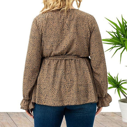 Wrap V-kaula Ruffle pitkähihainen pusero