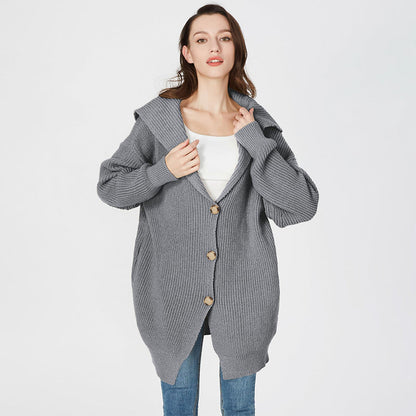 Naisten Button-up löysä neulottu neuletakki