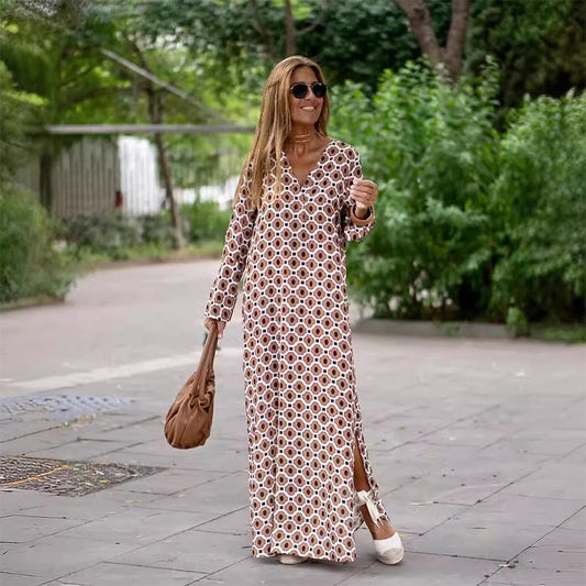 Boho Pitkähihainen V-pääntie Mekko