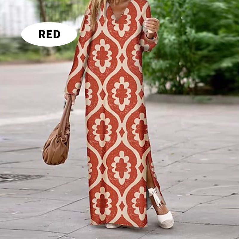 Boho Pitkähihainen V-pääntie Mekko