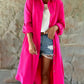 Solid loose lapels long buttoned jacket shirt