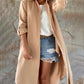 Solid loose lapels long buttoned jacket shirt