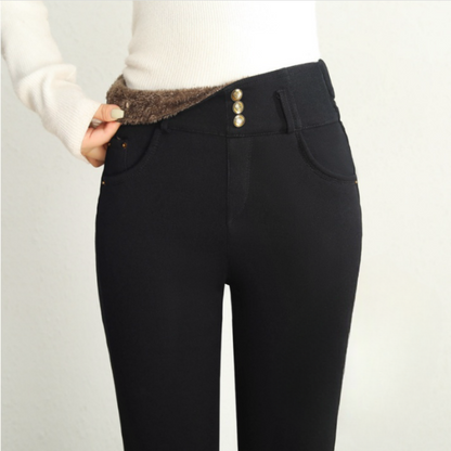 Best Gift for Her - Women's Thickened Warm High Waist Stretch Black Tight Trousers