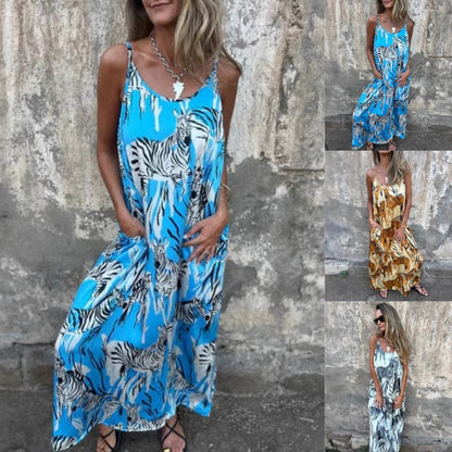 Naisten Printattu Spagettiolkaiminen Selkäaukollinen Mekko