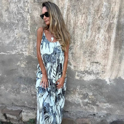 Naisten Printattu Spagettiolkaiminen Selkäaukollinen Mekko