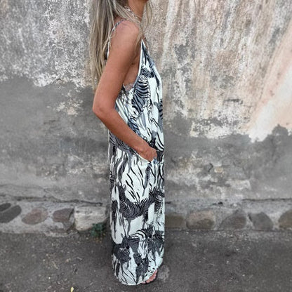 Naisten Printattu Spagettiolkaiminen Selkäaukollinen Mekko