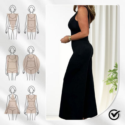 Naisten seksikäs U kaula selkärangaton leveä jalka Jumpsuit