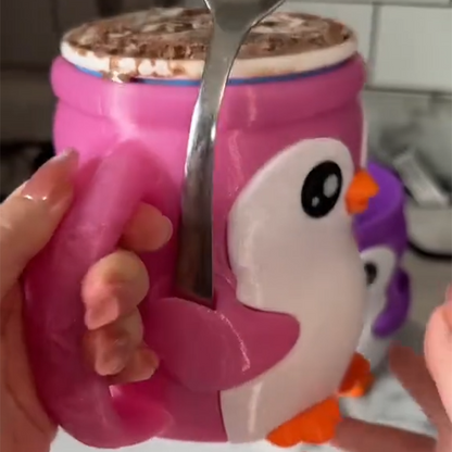Söpö pingviini jäätelöpikarin pidike