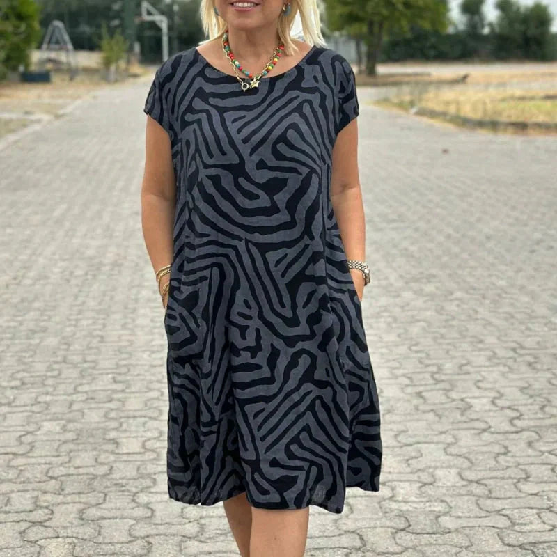 Boho Vintage Rento Painettu Mekko