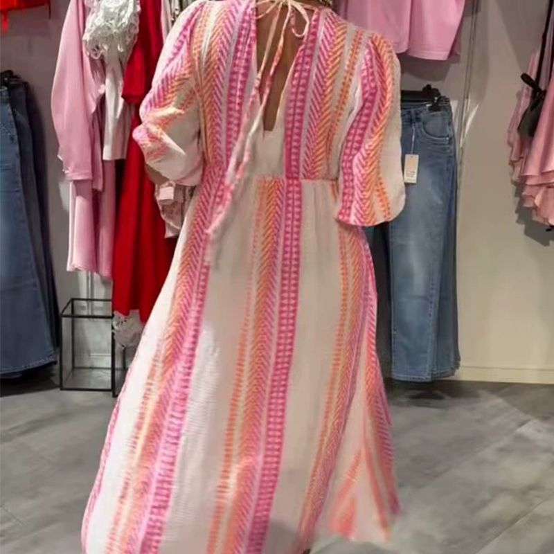 Naisten V-kaula-aukkoinen Painettu Mekko