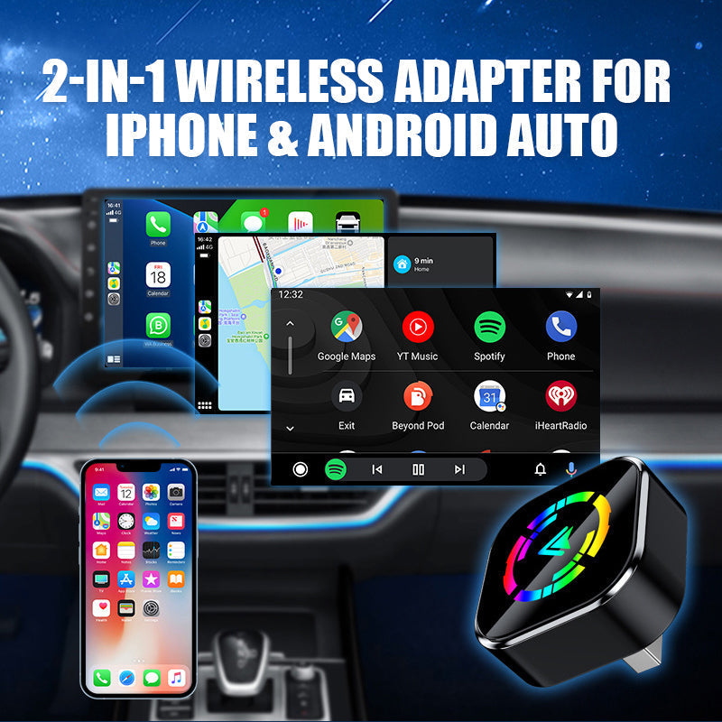 2-in-1 Langaton Sovitin iPhonelle ja Android Autolle