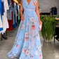 Elegantti kukkakuvioinen hihaton V-kaula-aukko mekko