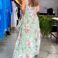 Elegantti kukkakuvioinen hihaton V-kaula-aukko mekko