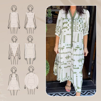 Naisten boho-tyylinen ilmava midimekko