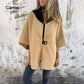 Naisten rento Stand Collar Half-zip takki