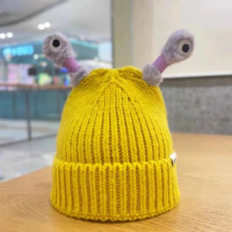 ✨Talvivanhempi-lapsi söpö hehkuva pieni hirviöneulottu hattu ✨