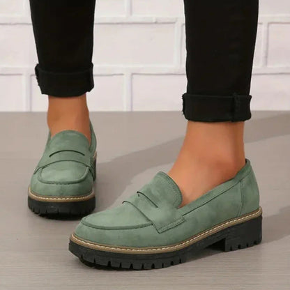 Naisten mukavat paksupohjaiset slip-on-loaferit