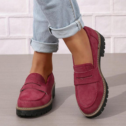 Naisten mukavat paksupohjaiset slip-on-loaferit