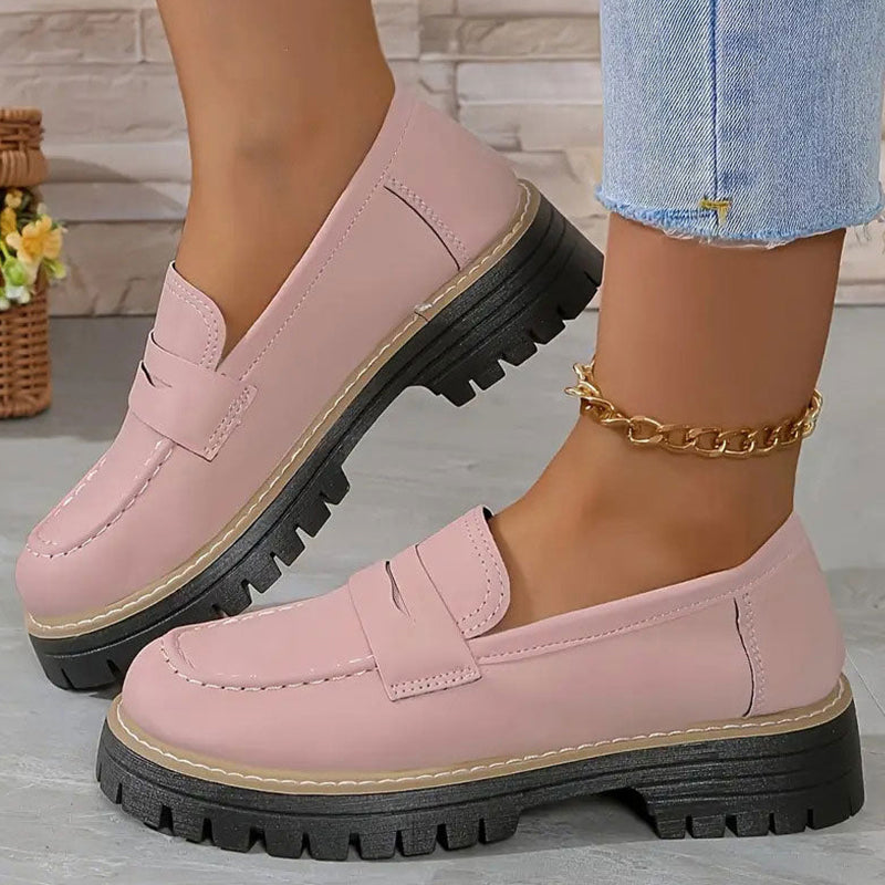 Naisten mukavat paksupohjaiset slip-on-loaferit